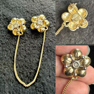 OBUDO. 🔴RARE 🔴 SAKURA Flowers Brooch pin. collar Pin. Lapel Pin With Chain
