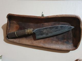 Old wall art deba knife in wood frame