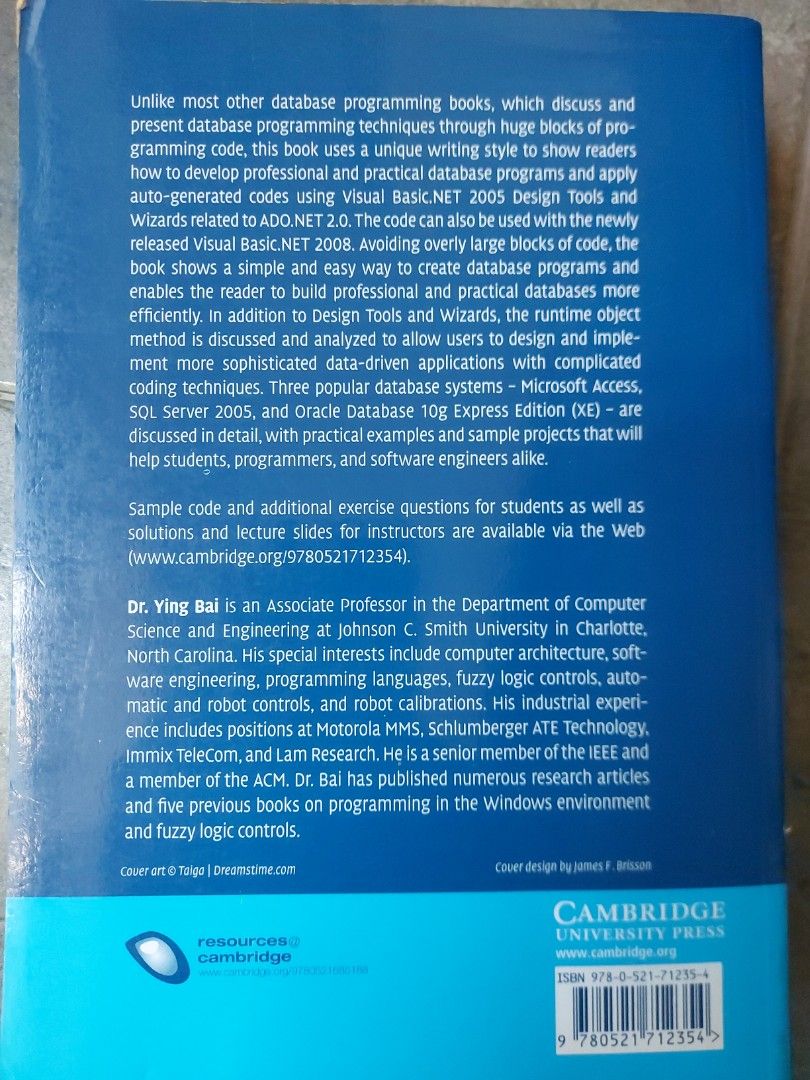 Practical Database Programming with Visual basic.net (Category: Textbooks) located in Singapore. Submitted by ckkoffers (Listing ID 1296739260, Image 2). Description: Three popular database system Ms Access, SQL Server 2005 and Oracle 10g XE are discuss in detail eith examples..