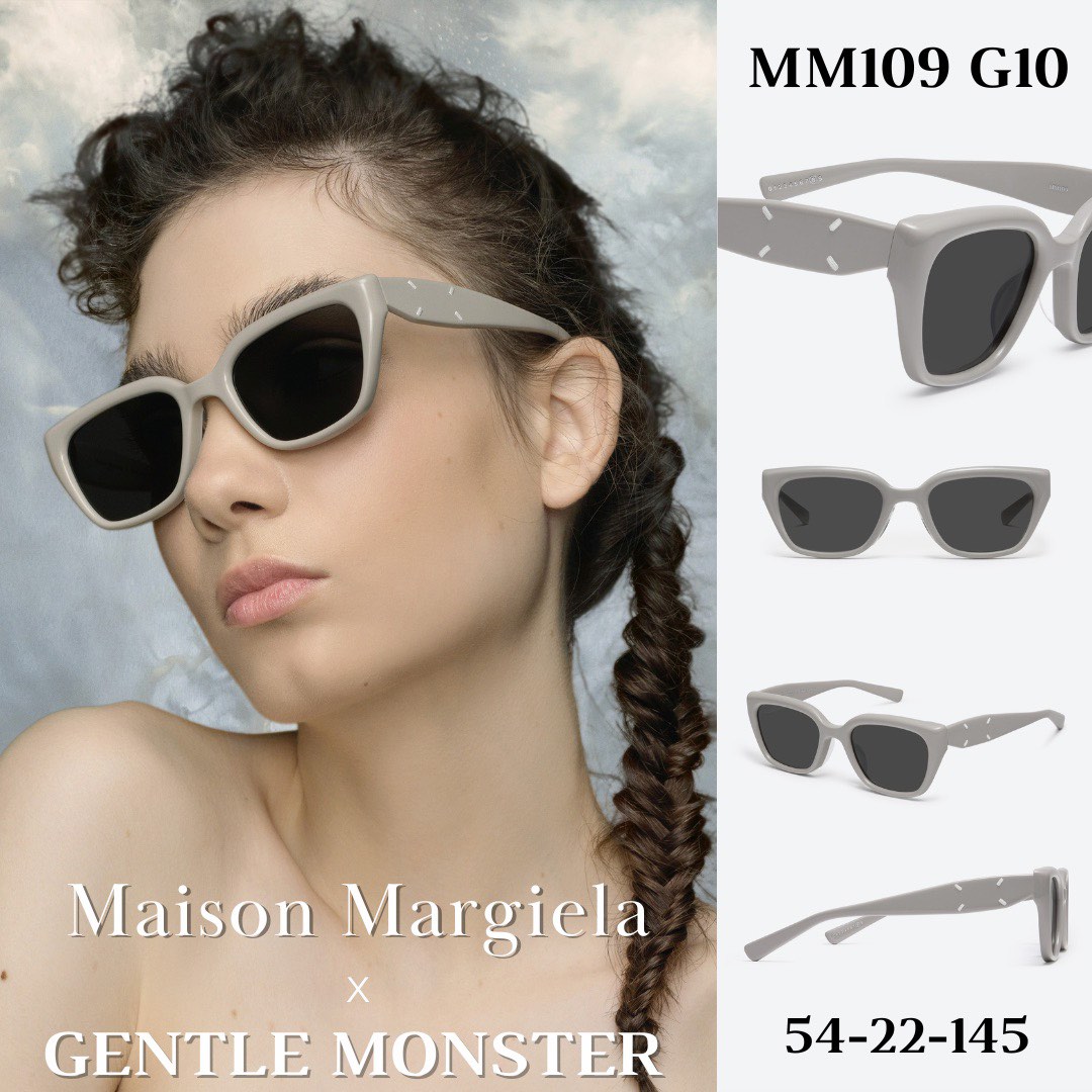 (Ready Stock) MM109 G10 | Gentle Monster X Maison Margiela Sunglasses  (Unisex) | Grey Acetate Square Frame | Black Lenses | 54-22-145