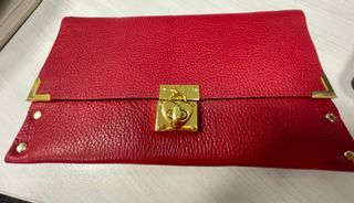 Red Shoulder bag with Gold Chain
