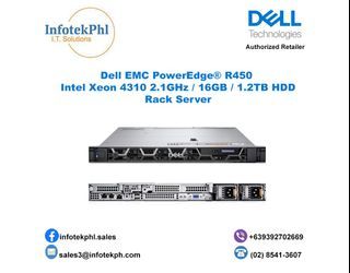 Server Dell EMC PowerEdge® R450  Intel Xeon Silver 4310 2.1GHz 16GB/1.2TB HDD/ Rack Server