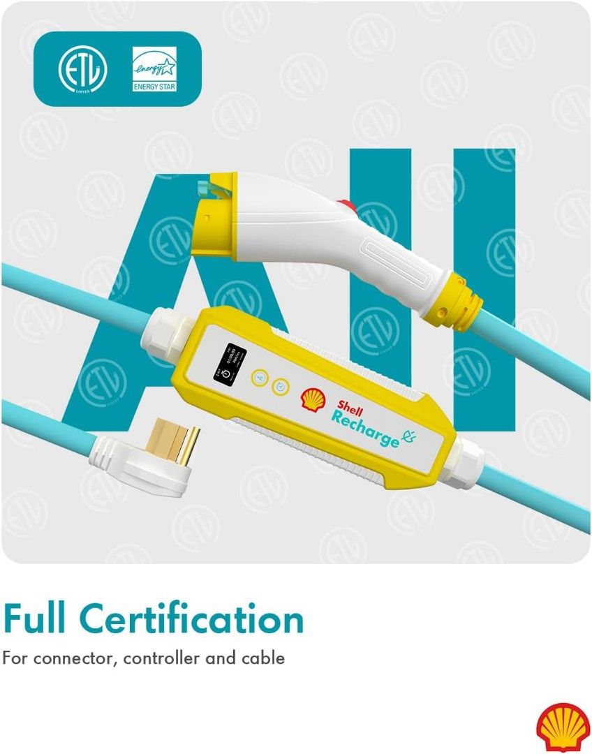 Shell Ac Charger Shell Level 2 EV Charger 40A, ETL Certified Energy Star Portable EV ...