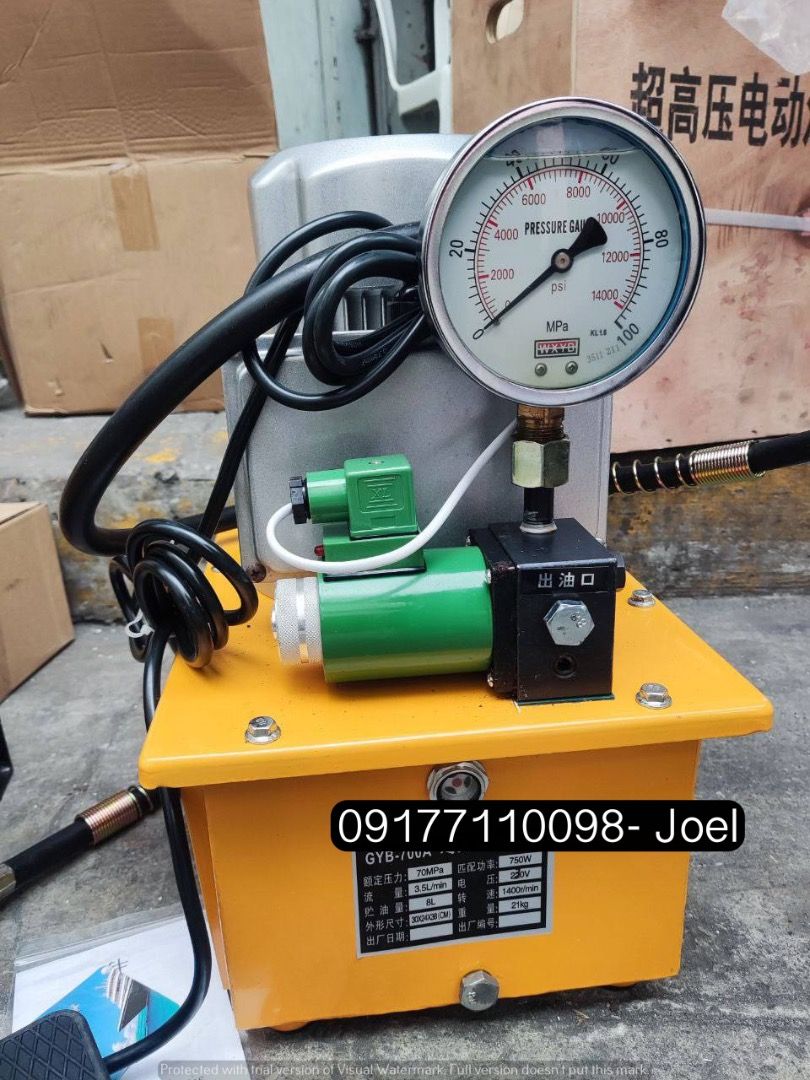 Single hydraulic electric pump (Category: Construction Tools & Equipment) located in Manila. Submitted by joeyroque09 (Listing ID 1296785604, Image 3). Description: Single hydraulic electric pump Code: E-8-005 Specs: 70MPa, 7MPa, 750w, 60Hz .