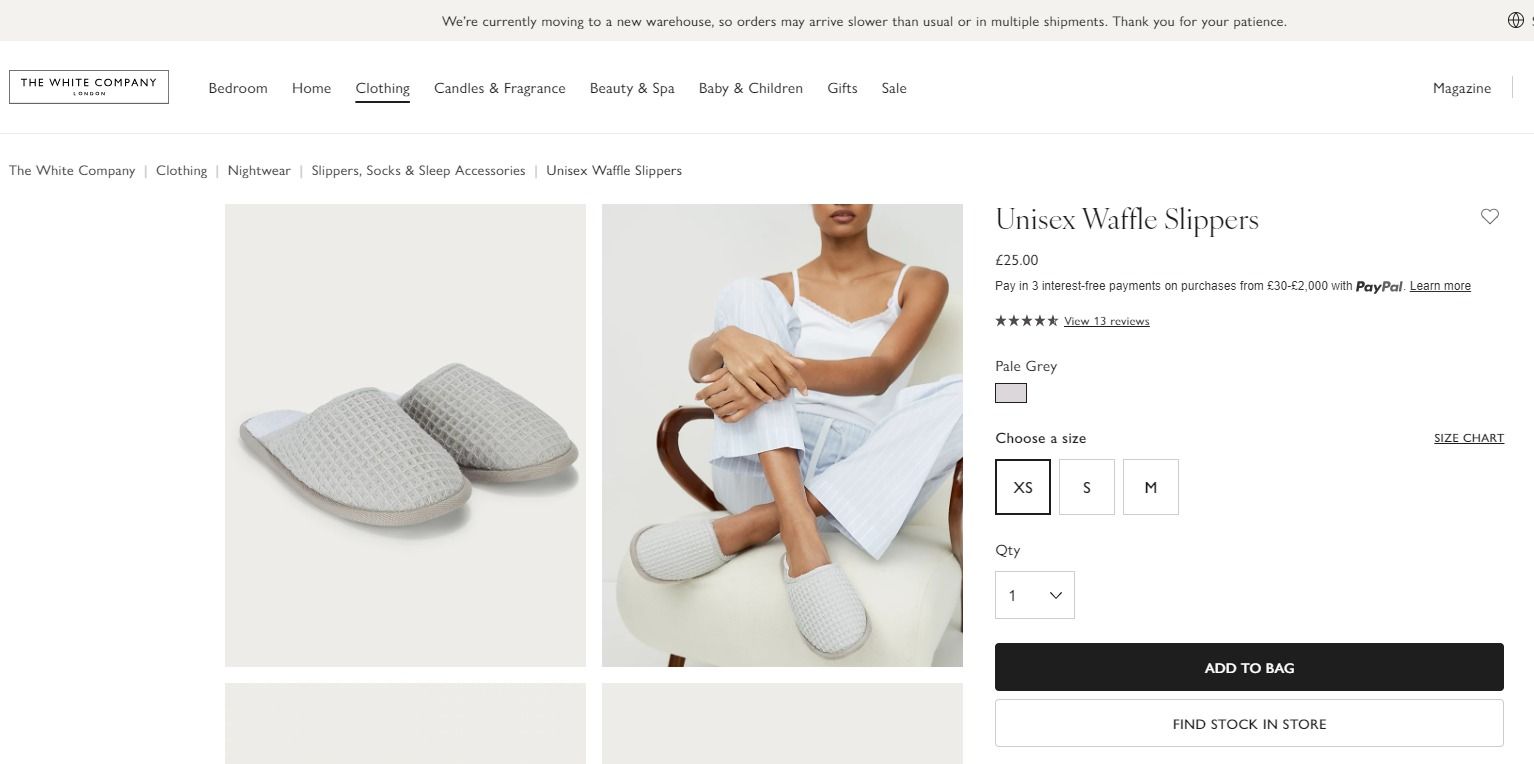 Towelling slippers white company shop