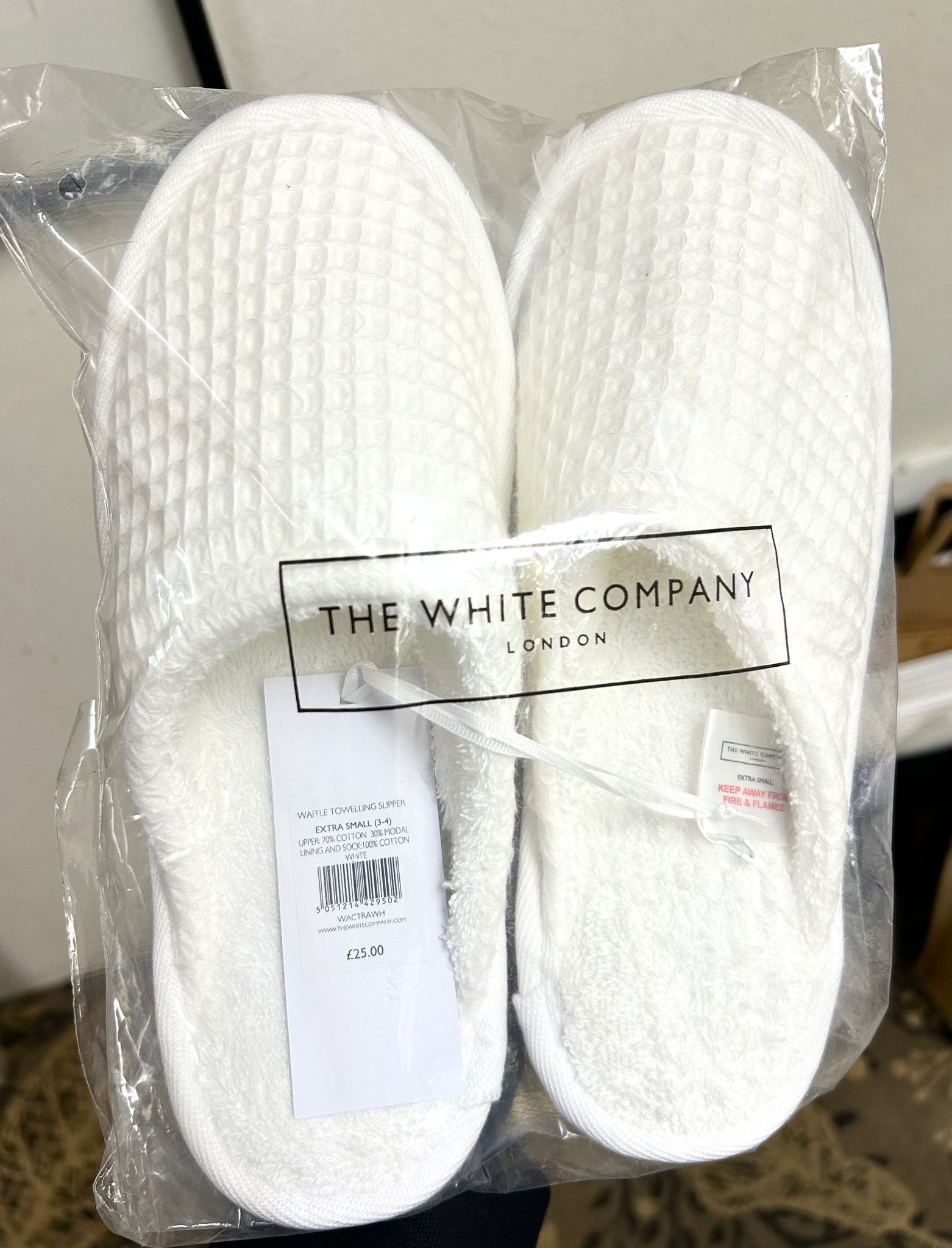 White towelling slippers cheap