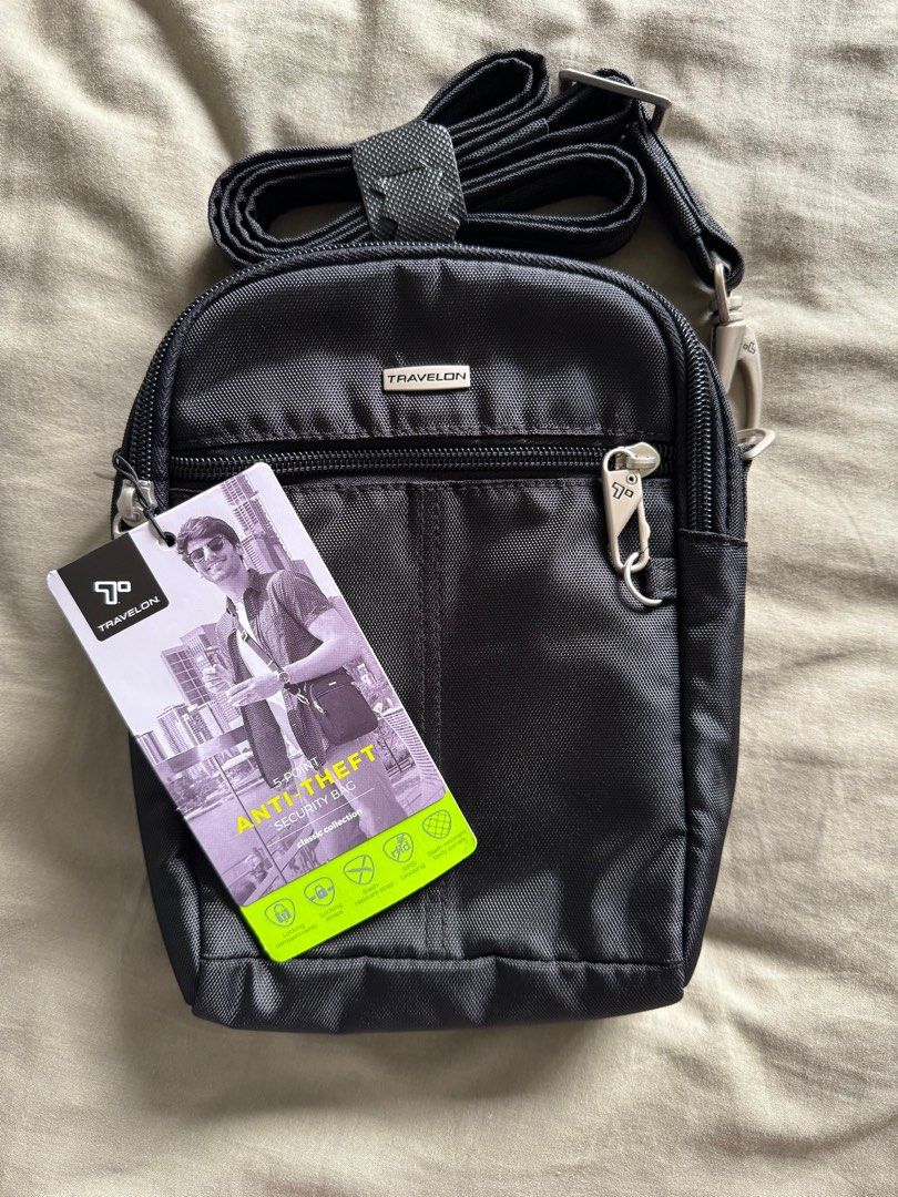 Travelon anti-theft security bag (Category: Sling Bags) located in Santa Rosa. Submitted by goldenearth_e2986c (Listing ID 1296741647, Image 1). Description: Retails for 2,790 php Black in color Features a 5-point anti theft security protection Brand new and original.
