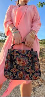 Vintage Floral Snap Lock Tote Bag
