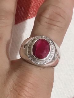 VINTAGE Natural Ruby Silver Ring