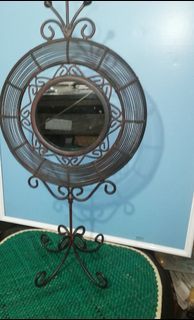 Vintage Table mirror in iron stand