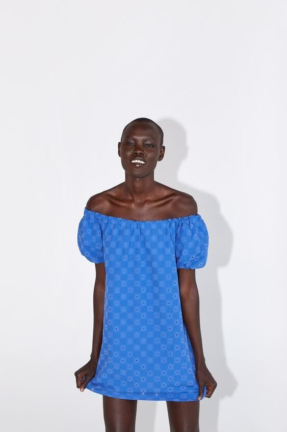 zara blue eyelet dress Riverside Stripe Cotton Eyelet Izzie Dress main image 0