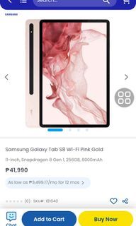 256GB Samsung Galaxy Tablet S8 WiFi Rose Gold