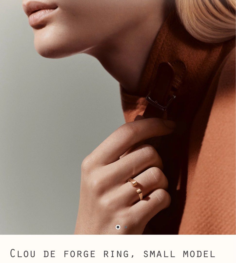 全新] Hermes Clou De Forge PM Ring 玫瑰金戒指, 名牌, 飾物及