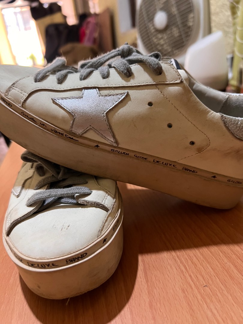 Authentic GGDB Hi Star Sneaker in White and Silver Women s Fashion Footwear Flats Sandals on Carousell