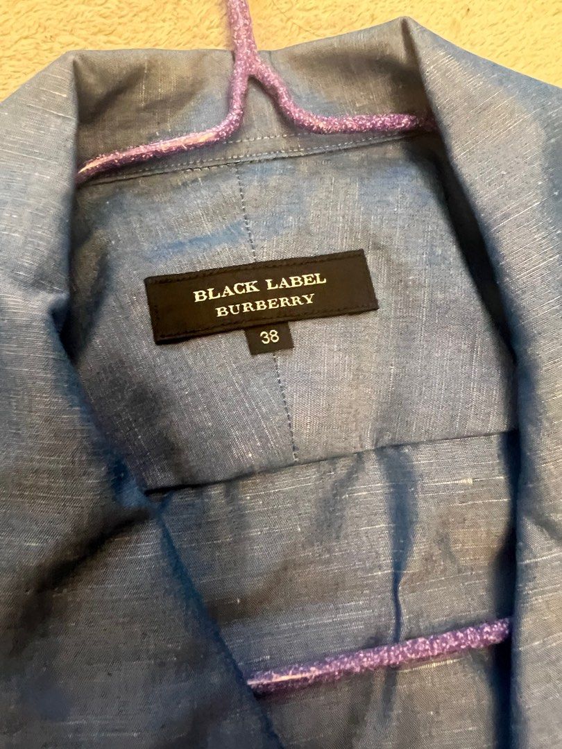 Black label Burberry shirt (blue) 100% new size 38, 男裝, 上身及