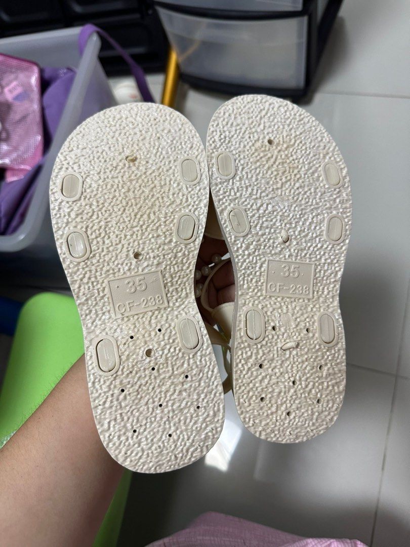 Brand New White Kids Girl White Ribbon Sandals Shoes Babies Kids Babies Kids Fashion on Carousell