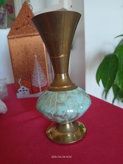 Brass + ceramic vase vintage vase Japan UK collectible