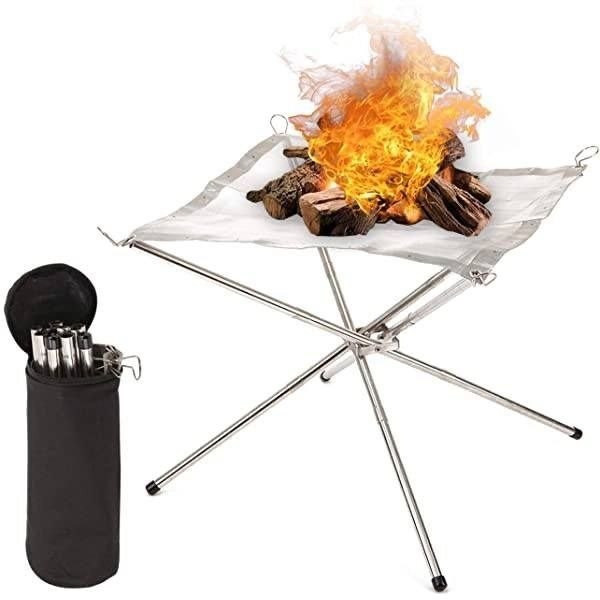 Camping Campfire Fire Rack Backyard Heating Mesh Fire Pit Rack Folding ...