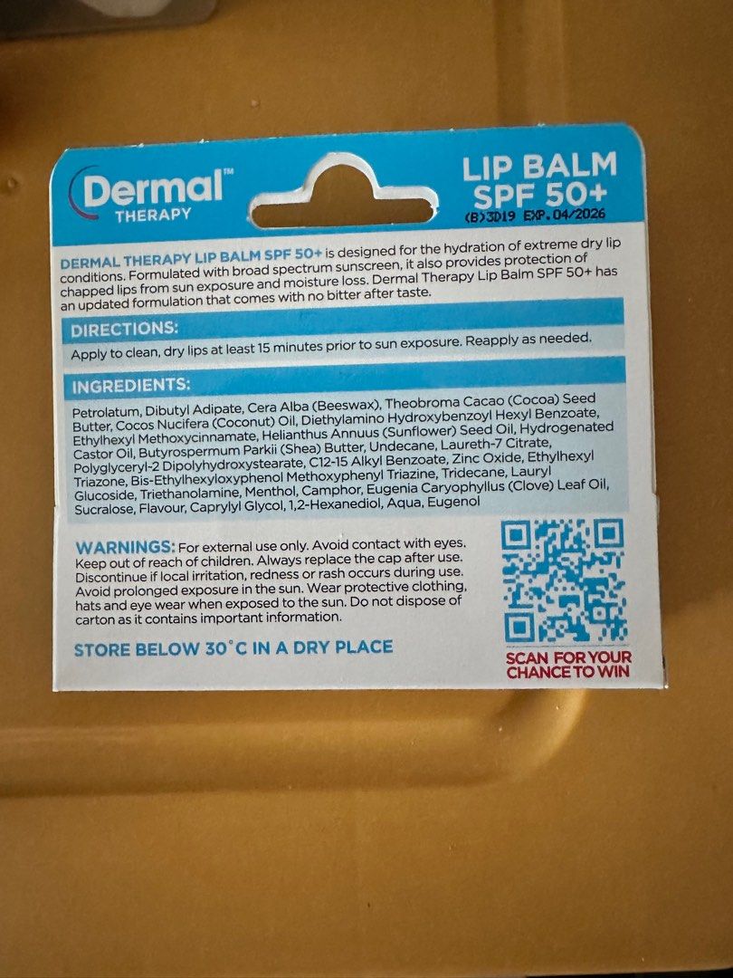 DERMAL THERAPY Lip Balm SPF 50+ 10g, Beauty & Personal Care, Oral Care on  Carousell