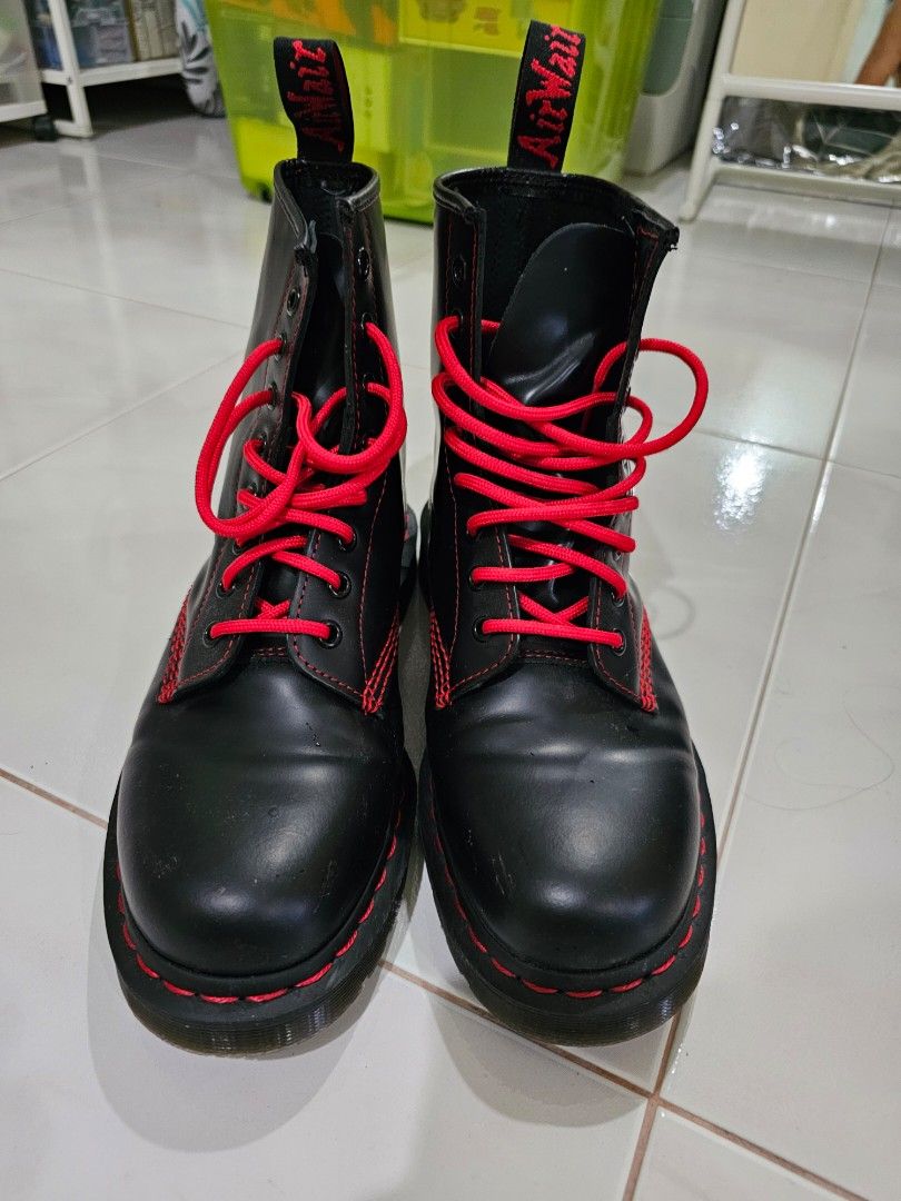 Red and black doc martens top