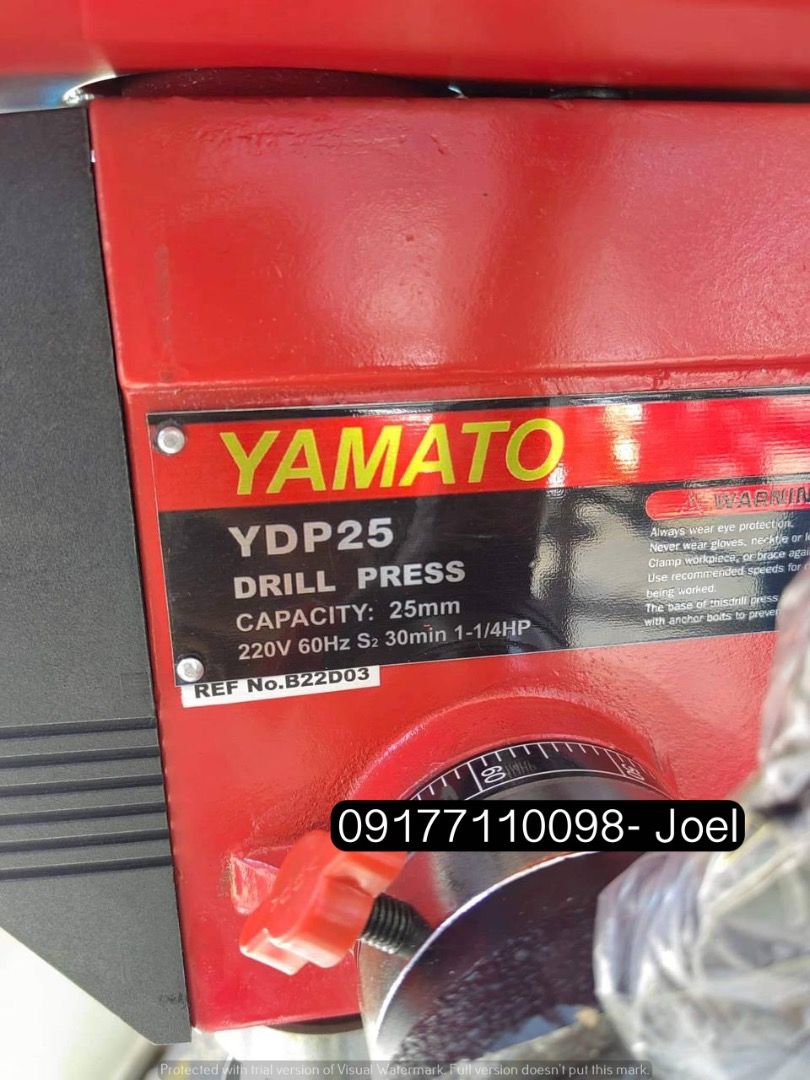 Drill Press Machine YDP-25 (Category: Construction Tools & Equipment) located in Manila. Submitted by joeyroque09 (Listing ID 1296906209, Image 2). Description: Name: Drill Press Machine YDP-25 Brand: Yamato Specs: 25mm .