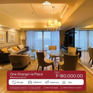 For Rent: 3BR 3 Bedroom Condominium in One Shanri-La Plaza, Mandaluyong City