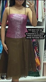For rent: Spaghetti Strap Purple and Brown Evening Dress