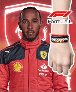 Formula 1 F1 Scuderia Ferrari Lewis Hamilton Beaded Bracelet Set
