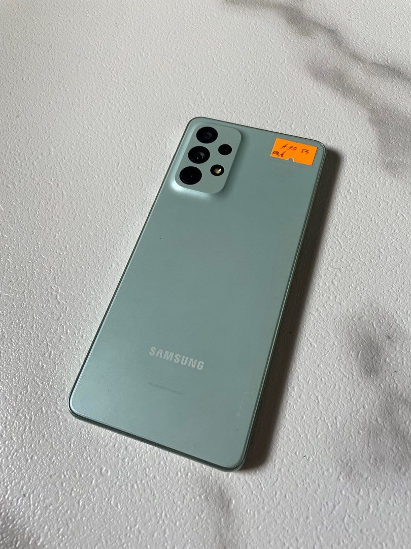 Galaxy A73 5g 128gb Mint Green (Category: Samsung) located in San Juan City. Submitted by tanexsulla42 (Listing ID 1297003834, Image 1). Description: We accept trade in Credit card / Home Credit Shipping Meet ups / Delivery Fb page: Ashley & Lyn.