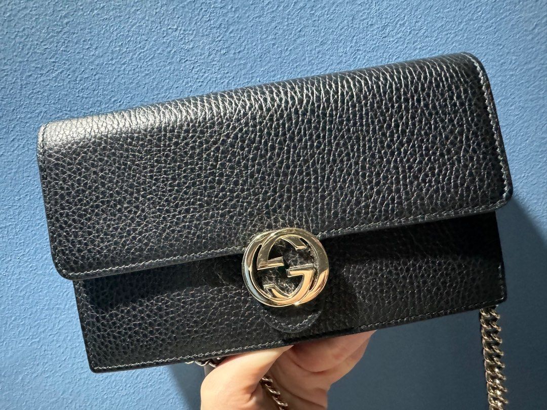 Gucci Icon GG Interlocking Wallet On Chain Crossbody Bag Black