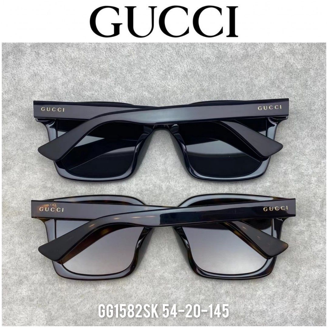 Gucci Sunglasses gg1582sk square black, Men's Fashion, Watches