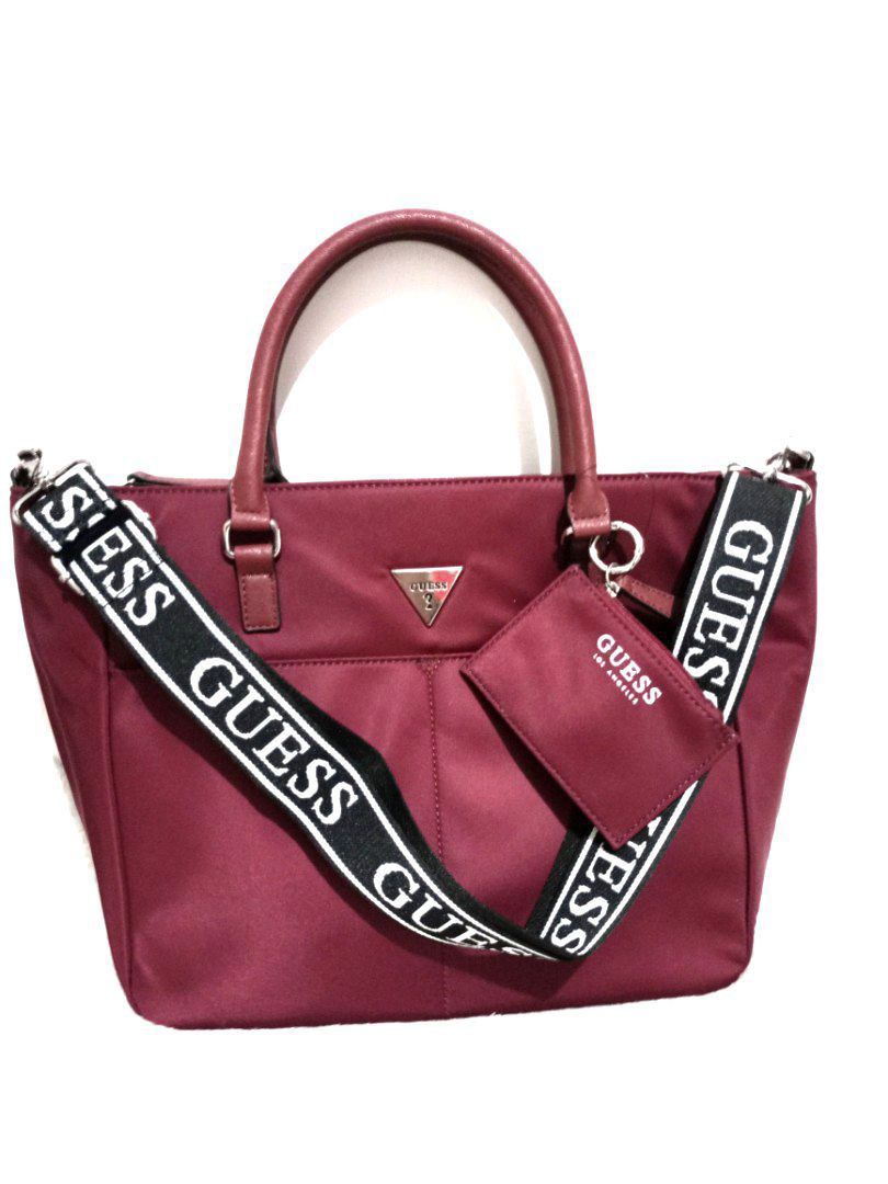 Guess Tote bag maroon Women s Fashion Bags Wallets Tote Bags on Carousell