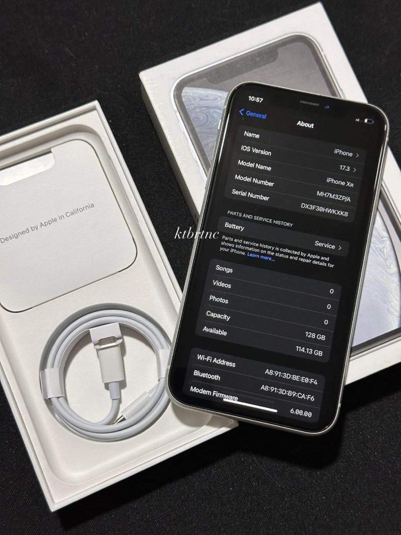 Iphone XR (Category: iPhone X Series) located in Cavite. Submitted by katbritani92264 (Listing ID 1296995910, Image 2). Description: iPhone XR 128 GB Factory Unlocked White (slim box) •Used but still in good condition •77% battery health •Smooth, no dents, light scratches only Complete package (orig box same imei, rep cord, manuals) Free tempered glass and case 14500 Price slightly negotiable.
