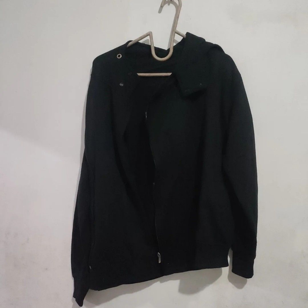 Jaket Sweater Hoodie Hitam Polos Ala Jepang Fesyen Pria Pakaian Baju Luaran di Carousell
