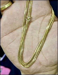 Japan style 18k saudi gold triple lock necklace special