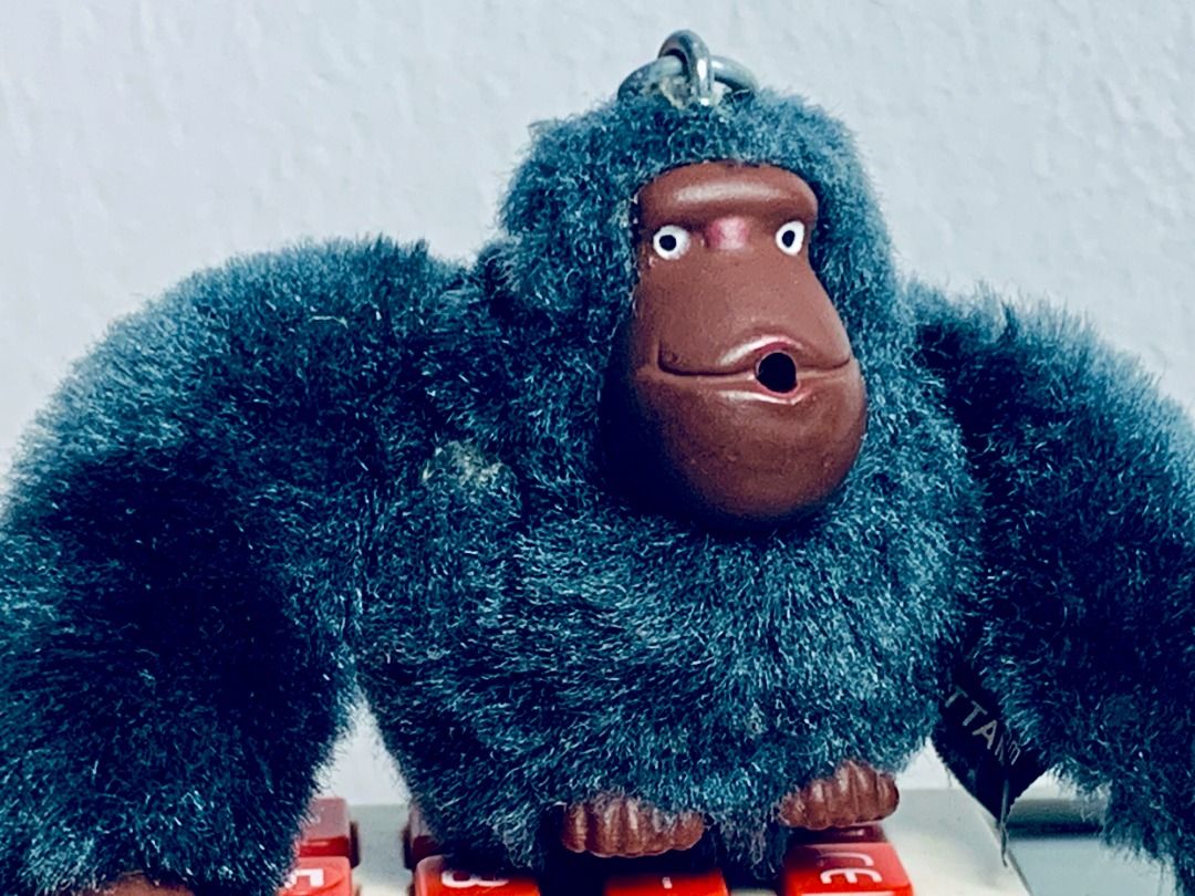 Trendy PATTAMA Kipling DARK MODERATE BLUE Furry Monkey Gorilla Bag Handbag Charm Key Chain Key Ring Small 4.5cm DARK MODERATE BLUE Fur with
