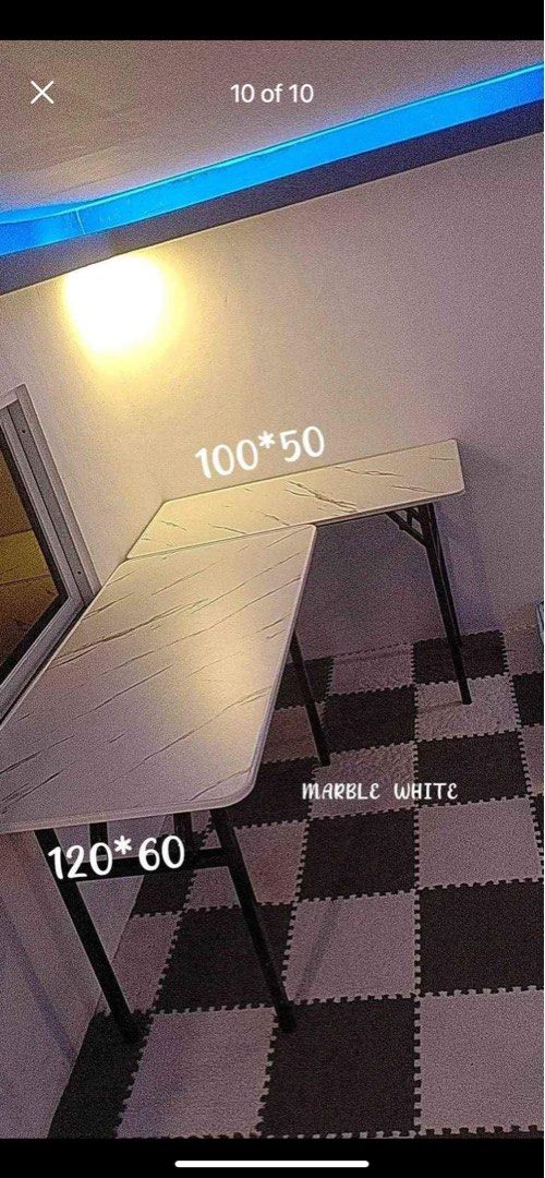 l- shaped foldable computer table. dalawang table na magkatabi lang (Category: Tables & Sets) located in Manila. Submitted by kellychz (Listing ID 1297023821, Image 1). Description: FOLDABLE COMPUTER TABLE SALE SALE SALE DALAWANG TABLE MAGKATABI LANG COD OR GCASH BRAND NEW.