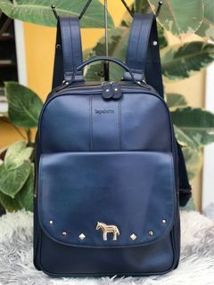 LAPALETTE navy blue leather backpack