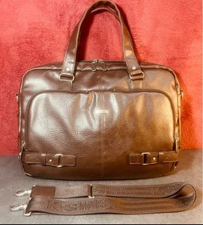 [Like New] K Swiss PVC Leather Dark Brown Briefcase