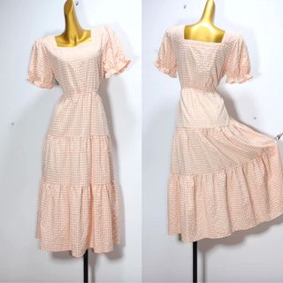 New Orange Check Dress 全新橙色格仔連身裙64198644950401110