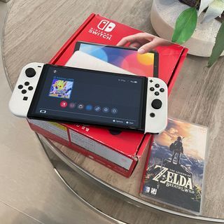 Nintendo Switch OLED White Complete with Box, 14 Digital Games, and Zelda BOTW