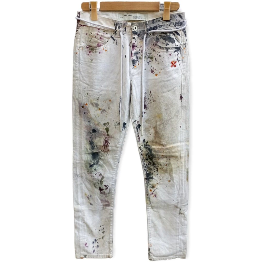 Off white paint pants store