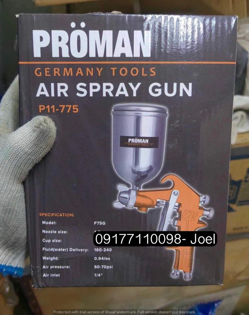 Proman Air Spray Gun (Category: Construction Tools & Equipment) located in Manila. Submitted by joeyroque09 (Listing ID 1296967042, Image 1). Description: Proman Air Spray Gun .