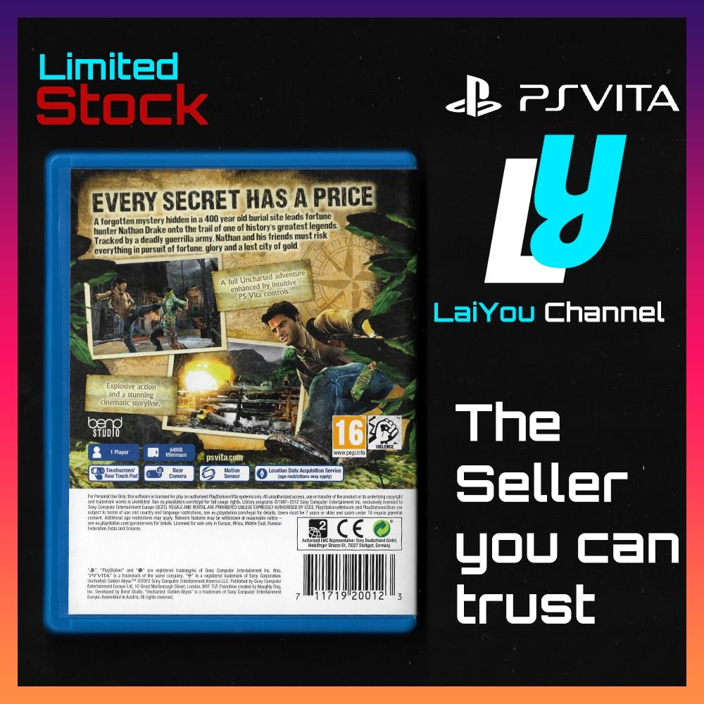 PS Vita Game - Uncharted Golden Abyss Uncharted PS Vita R2 English - PSV  GAME, Video Gaming, Video Games, PlayStation on Carousell