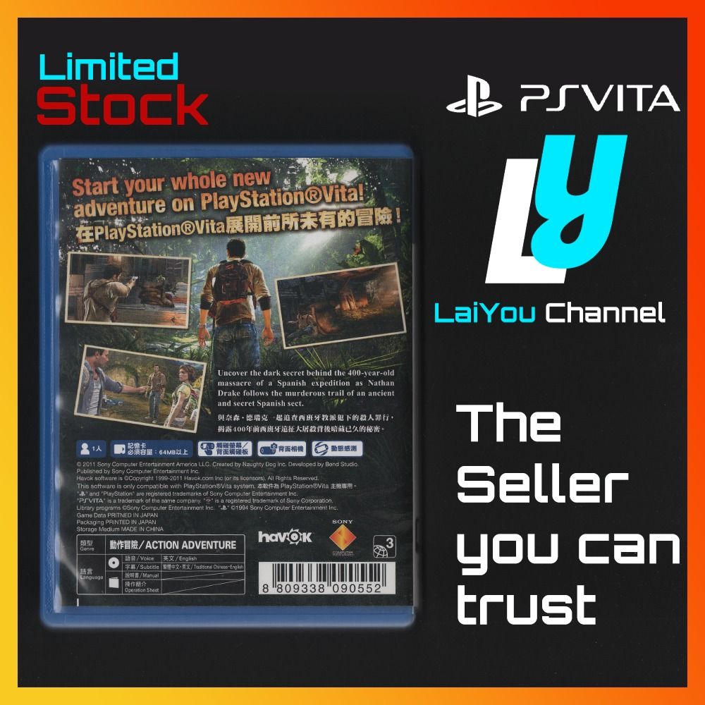 PS Vita Game - Uncharted Golden Abyss Uncharted PS Vita R3 English(Chinese)  - PSV GAME, Video Gaming, Video Game Consoles, PlayStation on Carousell