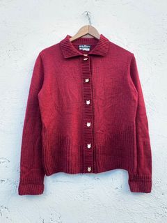 Salvatore Ferragamo Burgundy Wool Knitted Jacket