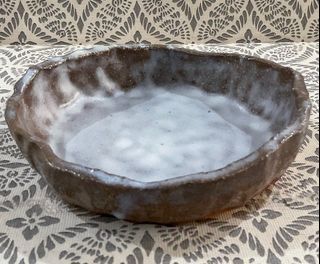 Stoneware Handcrafted Distressed Brown Milky White Semi Bowl 5.5” x 2” inches - P199.00
