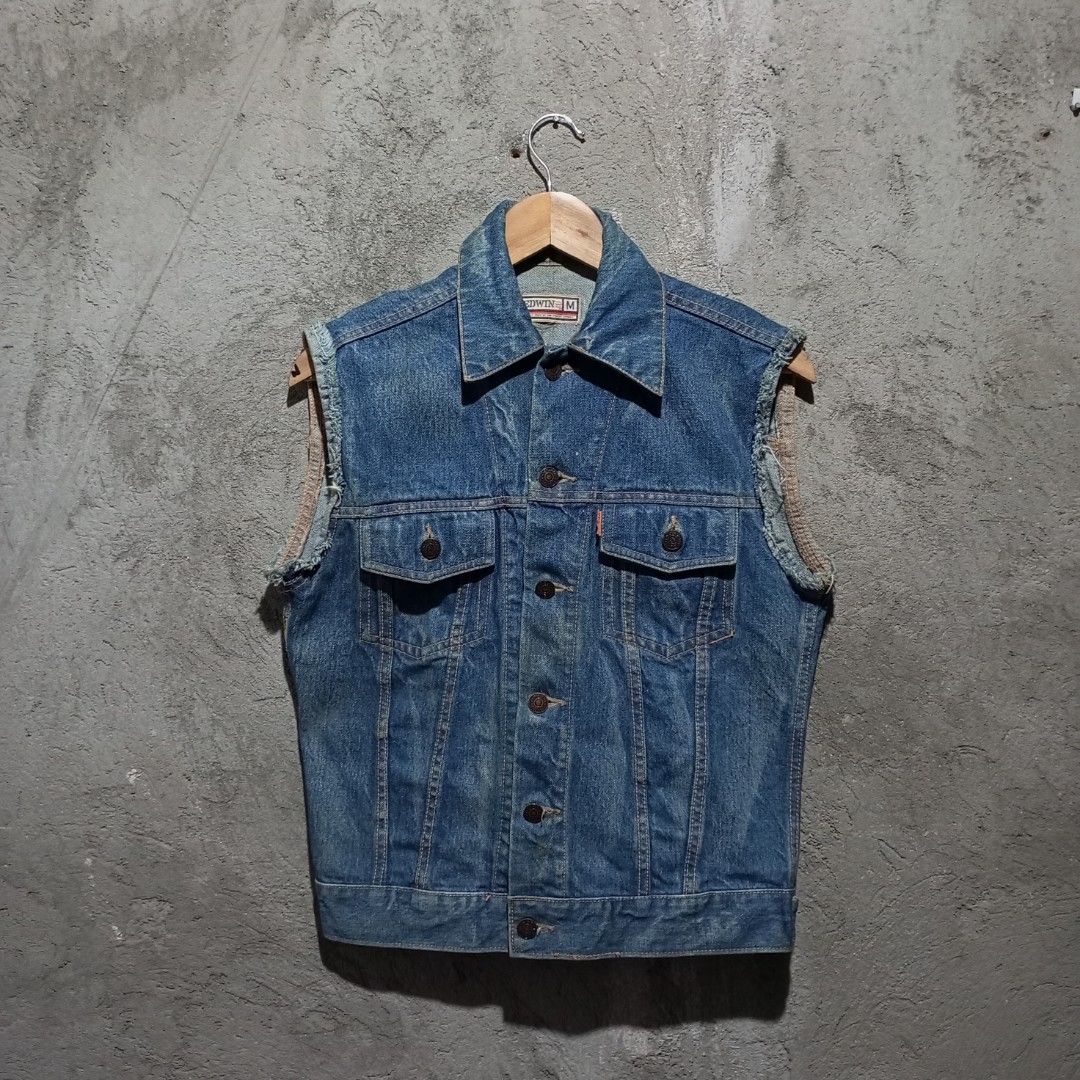 Vintage denim vest mens discount