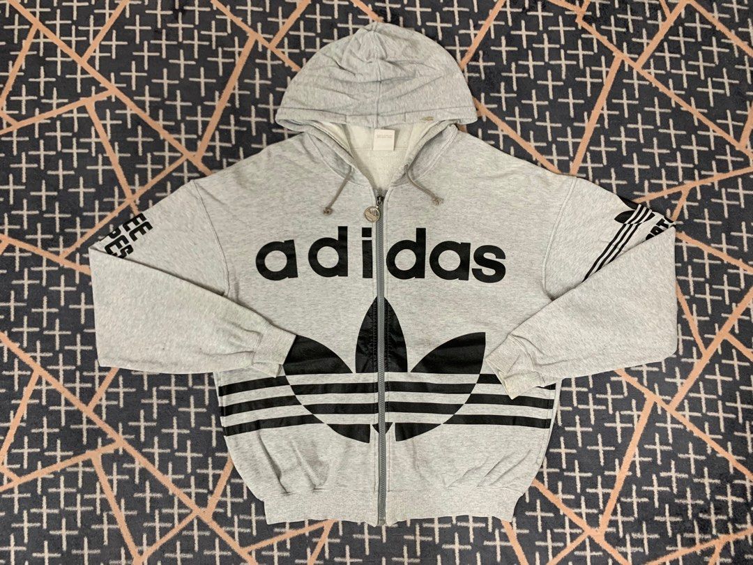 Vtg Zipper Hoodie Adidas Big Logo Made In Japan