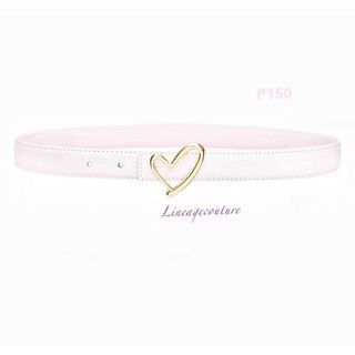 white Faux leather belts with heart buckle